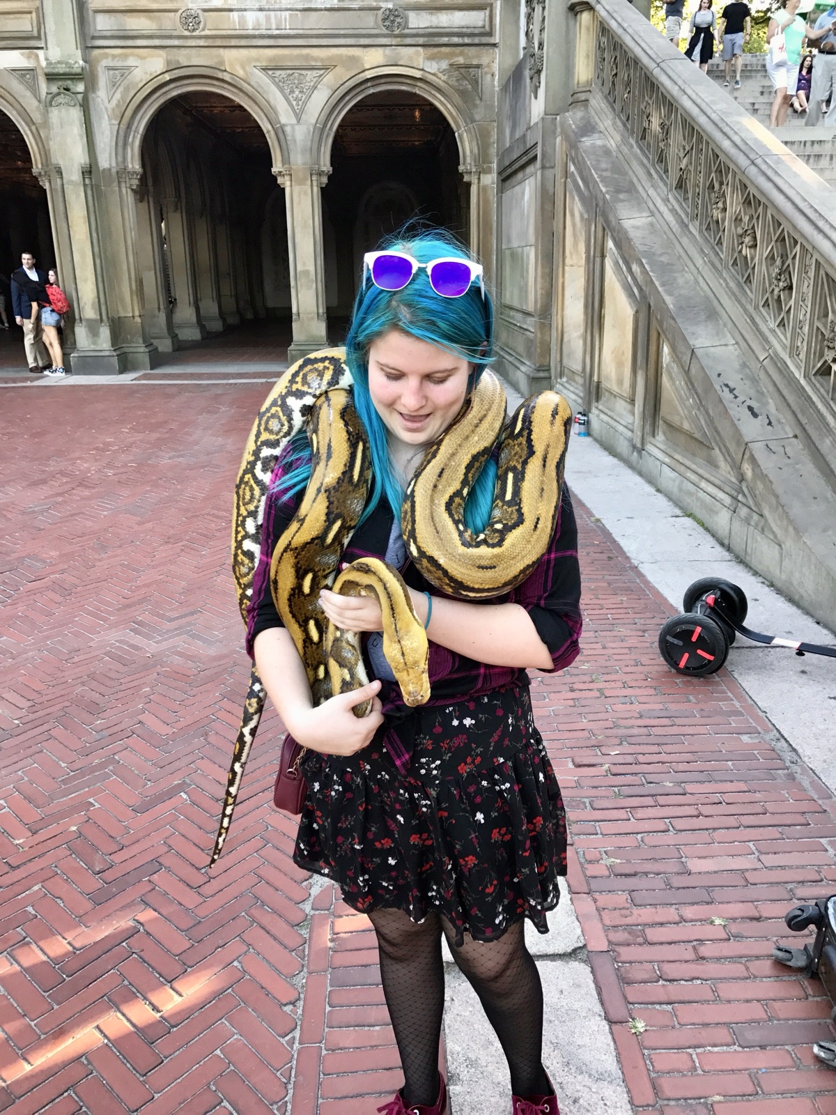Emily holding a snake