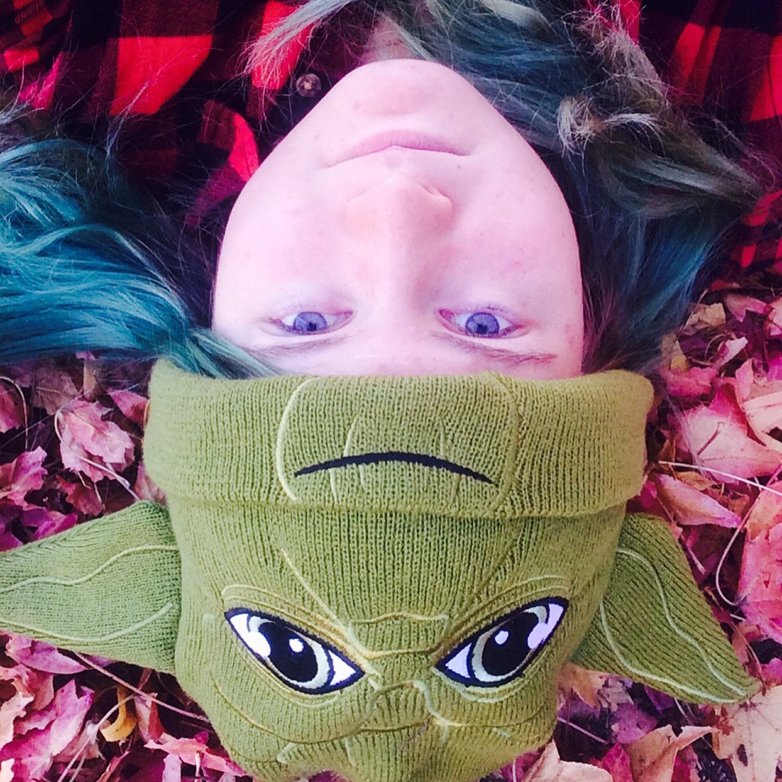 Emily wearing a Yoda hat